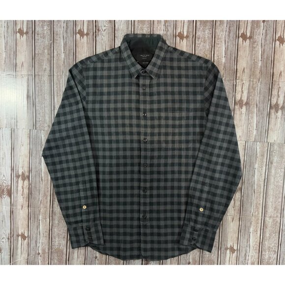 rag & bone Other - Rag & Bone slim fit plaid 3/4 placket shirt size M color asphalt NWT